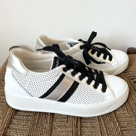 IGI&CO Shoes Women’s 7.5 Nappa Soft Bianca Nero Sneakers White Black - Picture 3 of 7